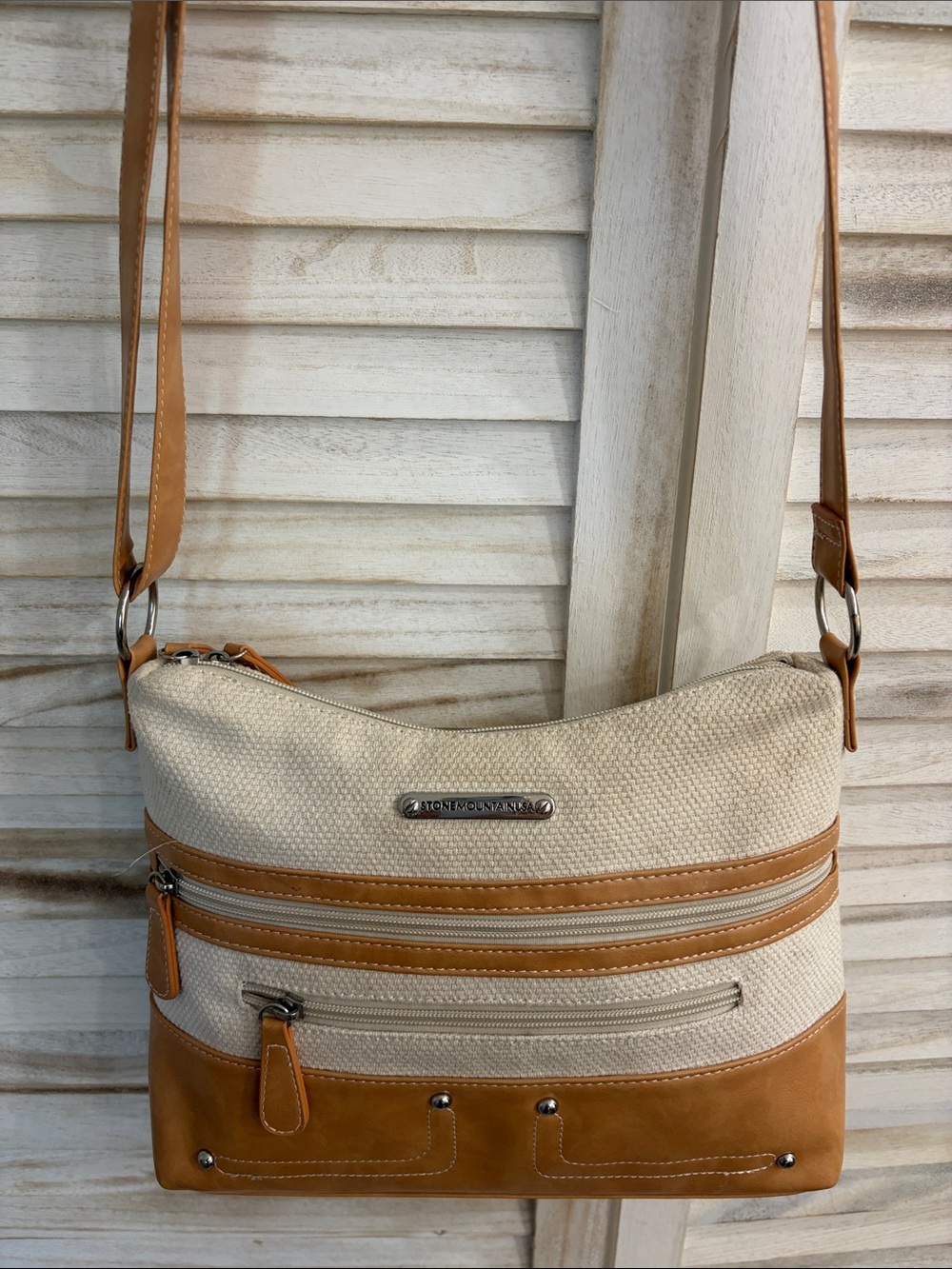 Stone Mountain USA Canvas and Tan Crossbody Bag